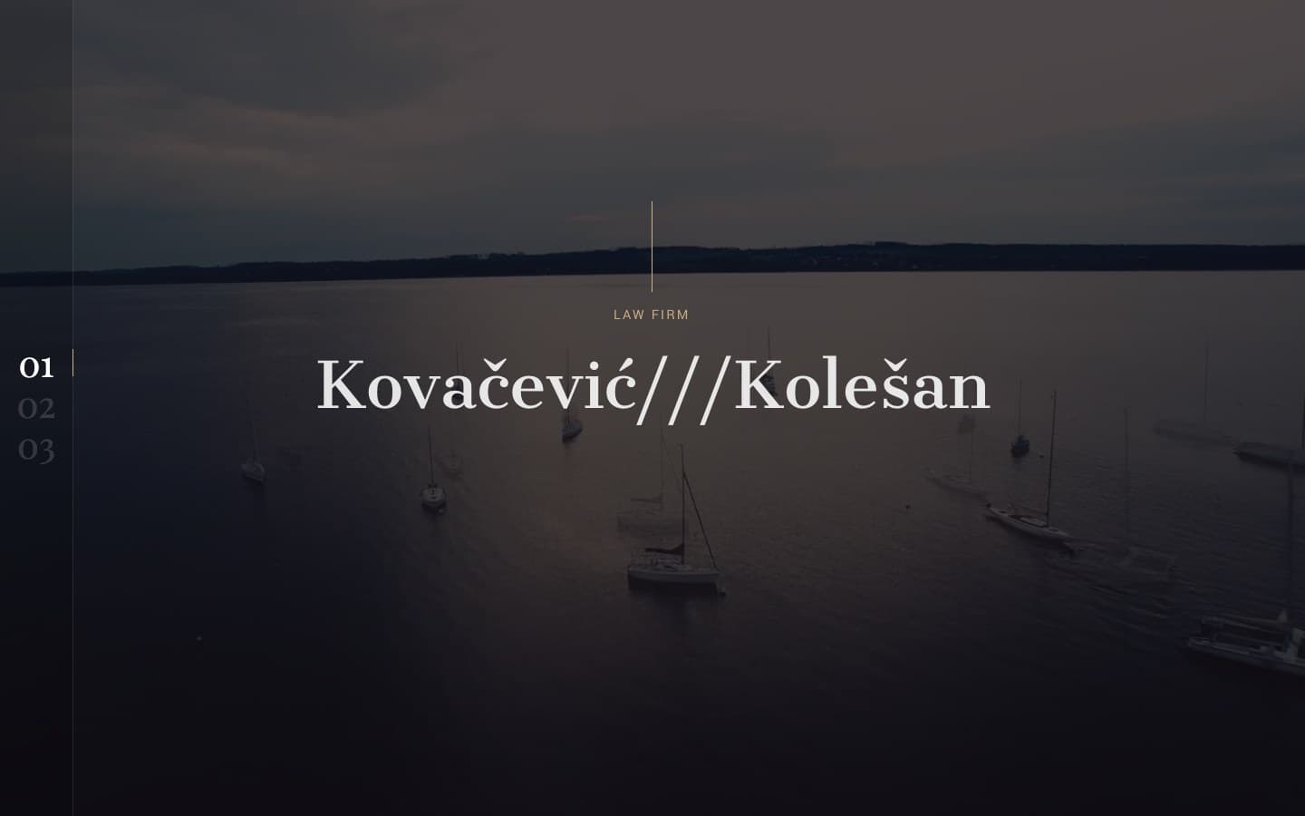 Kovačević Kolešan: Premium law firm website with cinematic full-screen hero, practice area navigation, and refined editorial typography for a Belgrade legal practice.