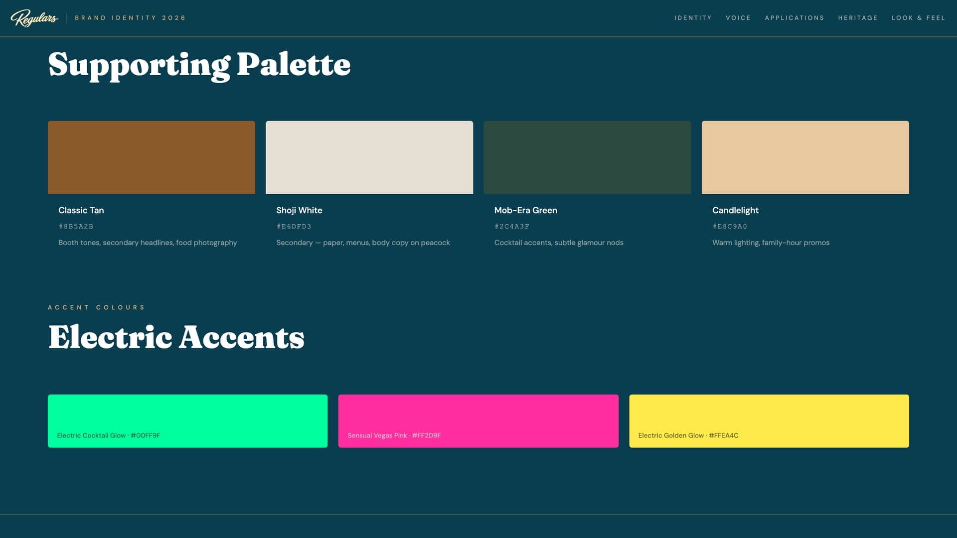 Supporting palette swatches Classic Tan, Shoji White, Mob-Era Green and Candlelight above three electric accents in green, pink and yellow
